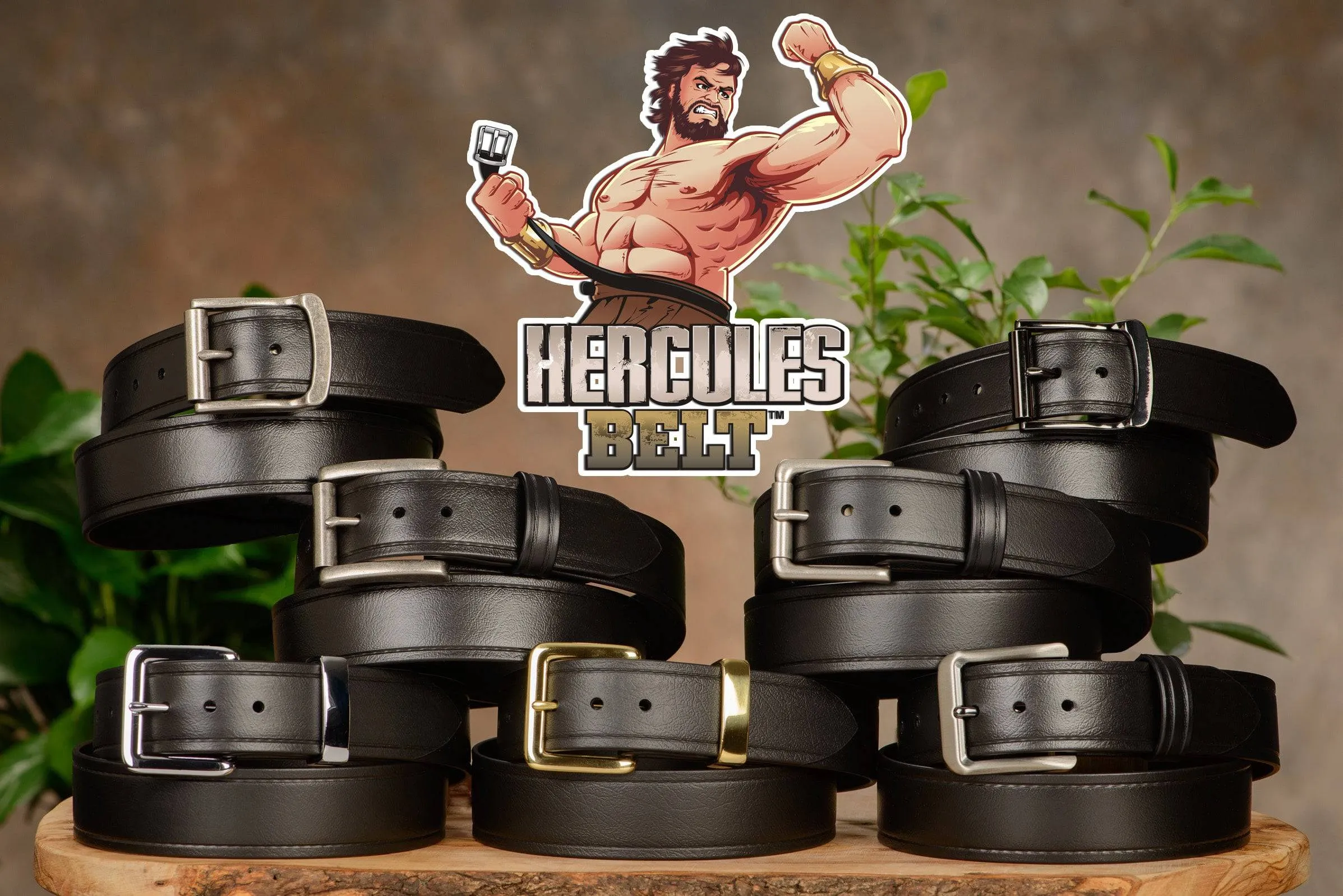 The Hercules Belt™ -  Black With Brushed Nickel Roller Buckle 1.50" (H125)