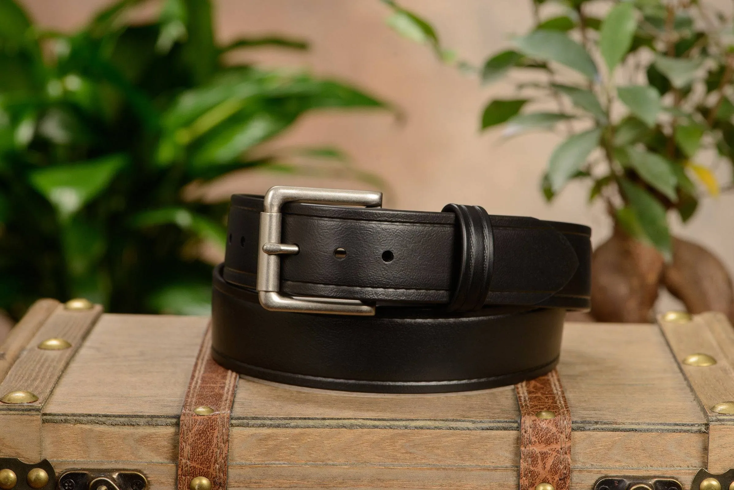 The Hercules Belt™ -  Black With Brushed Nickel Roller Buckle 1.50" (H125)
