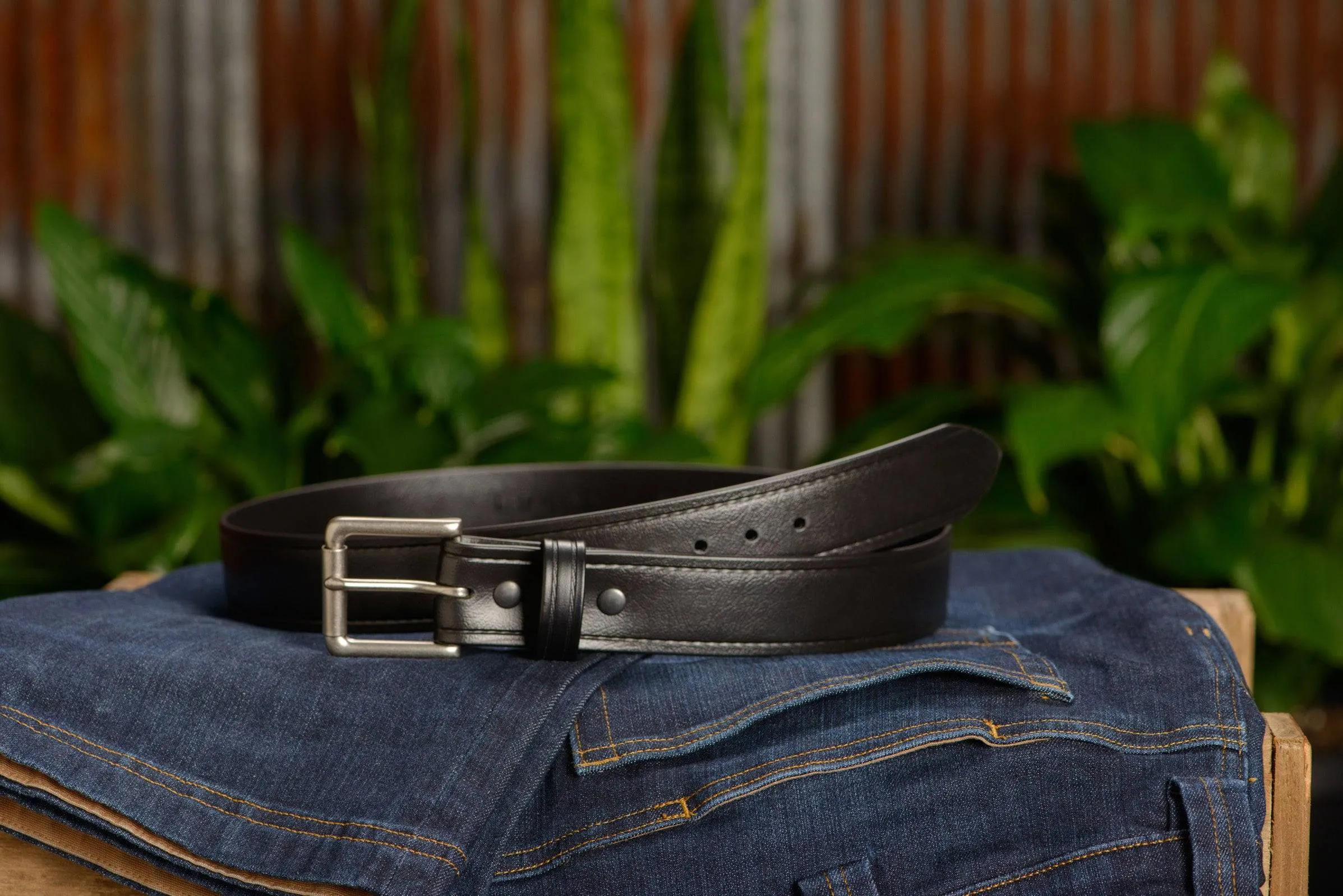 The Hercules Belt™ -  Black With Brushed Nickel Roller Buckle 1.50" (H125)