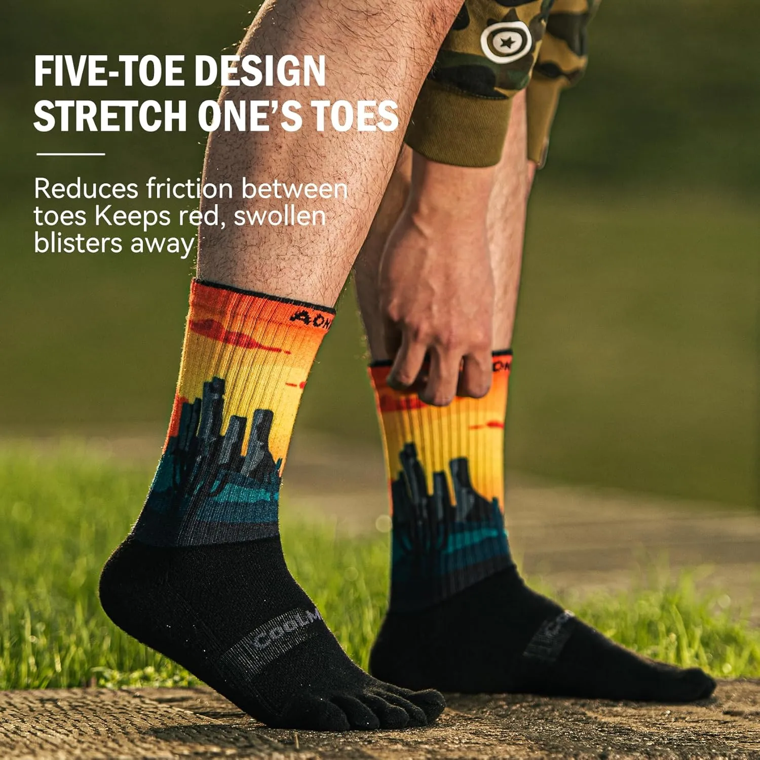 Toe socks Running Athletic Anti-Blister Wicking Coolmax Five Finger Crew Socks Seamless Anti-odor