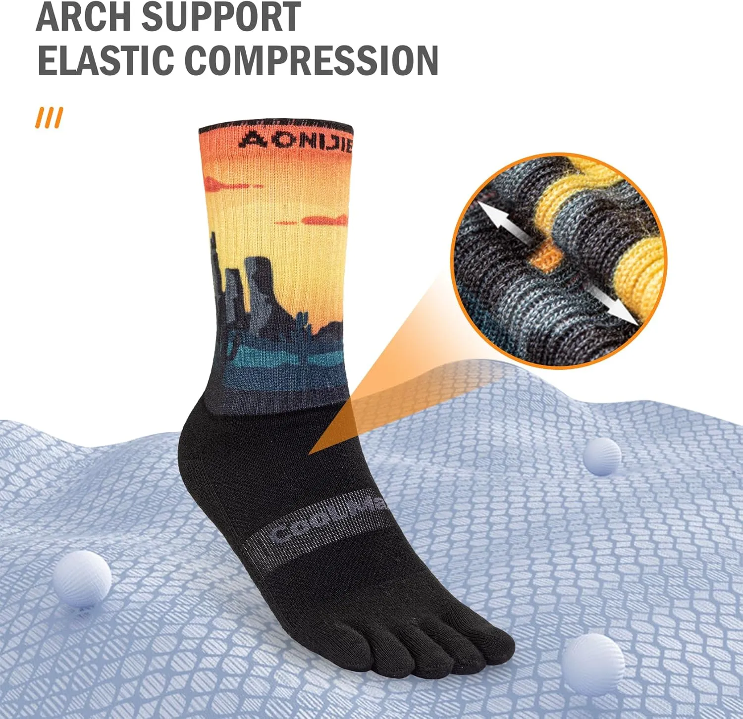 Toe socks Running Athletic Anti-Blister Wicking Coolmax Five Finger Crew Socks Seamless Anti-odor