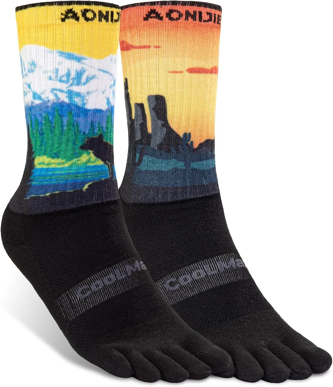 Toe socks Running Athletic Anti-Blister Wicking Coolmax Five Finger Crew Socks Seamless Anti-odor