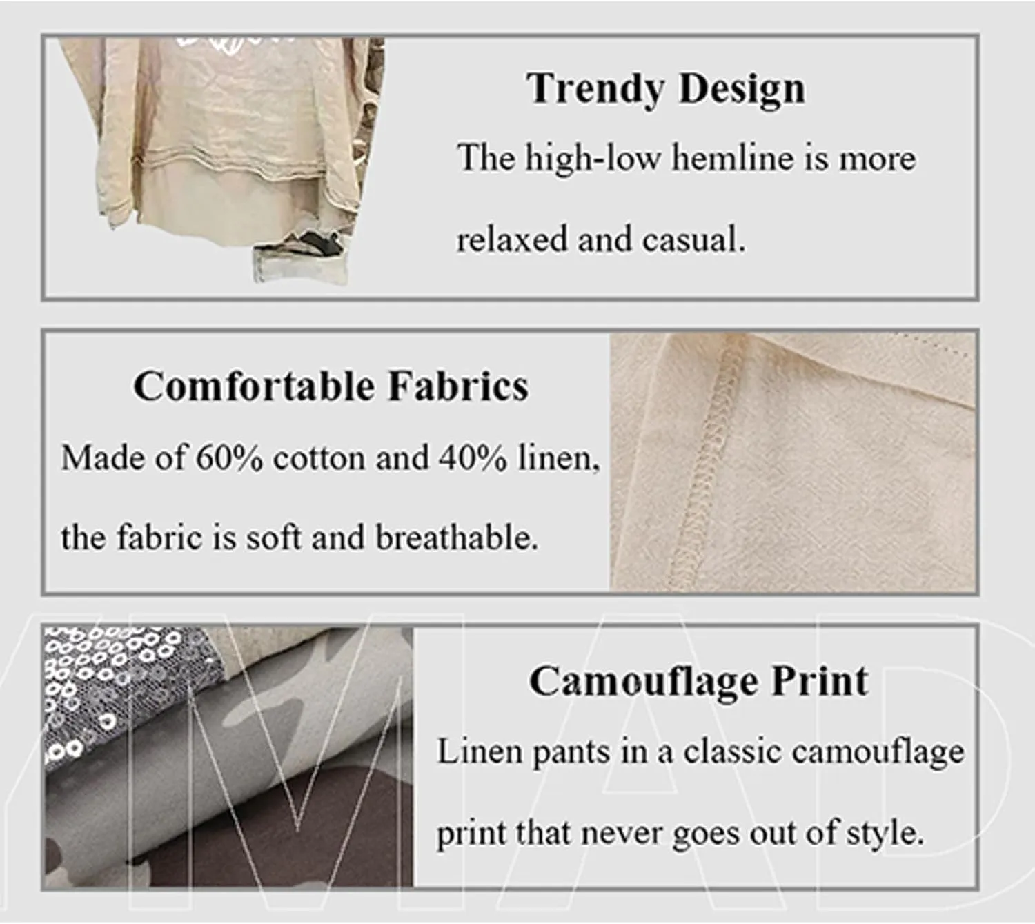 Two Piece Summer Outfits for Women Casual Cotton Linen Sets Oversized T Shirts Camo Capri Pants 2025 Resort Wear