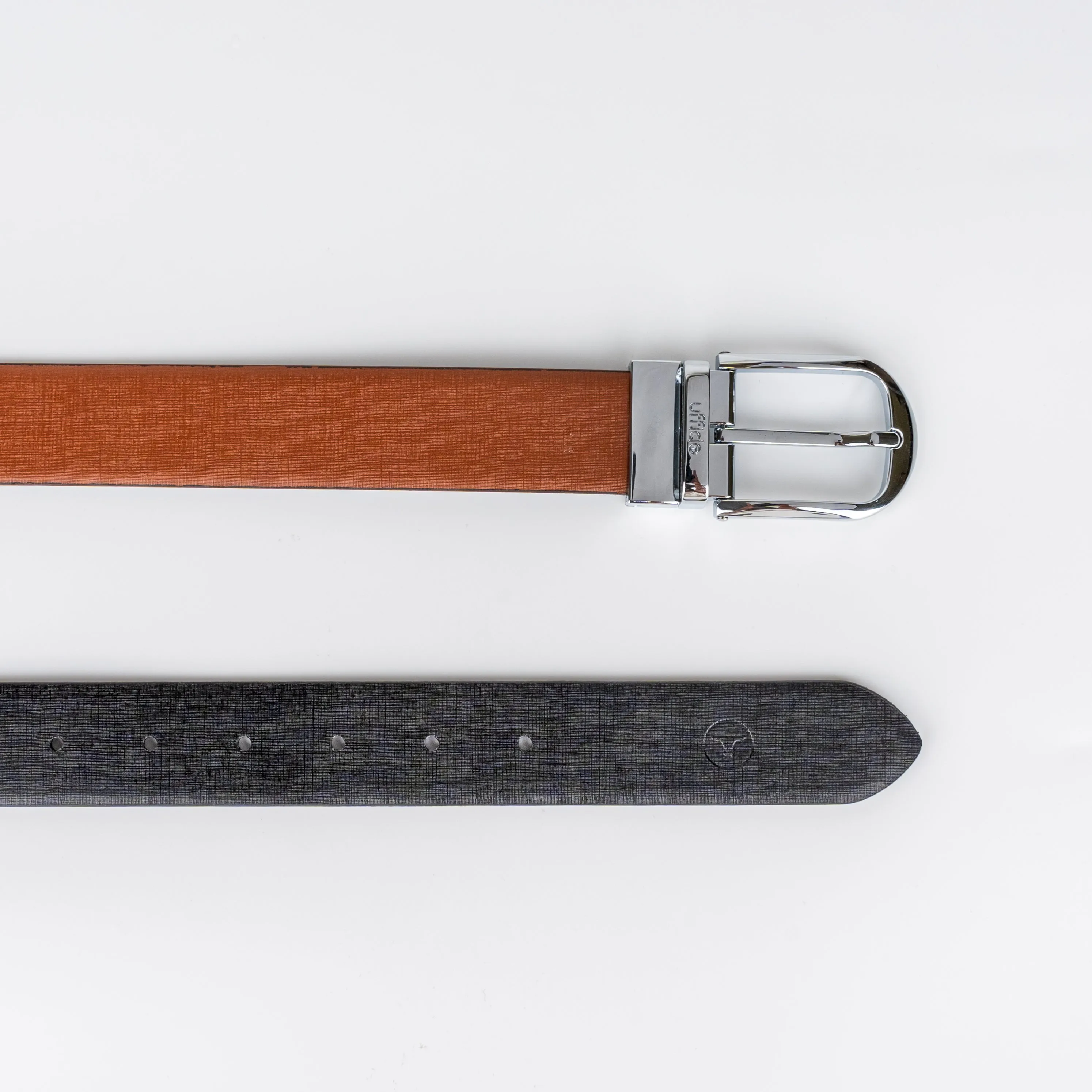 Ufficio Men's Black/Tan Reversible Prong with Chrome buckle Belt
