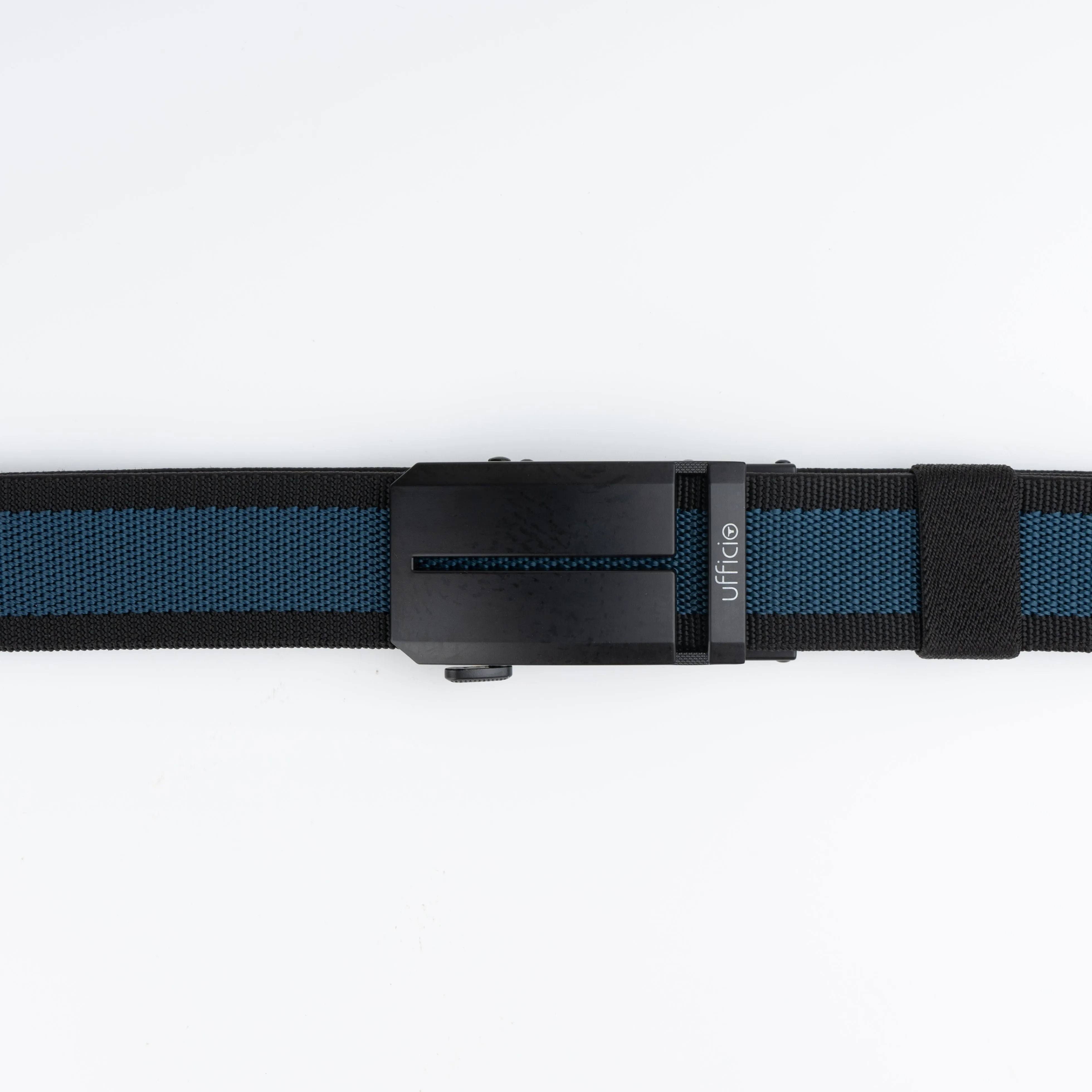 Ufficio Men's Blue/Black Stretchable Autolock Belt with Matt Black Buckle