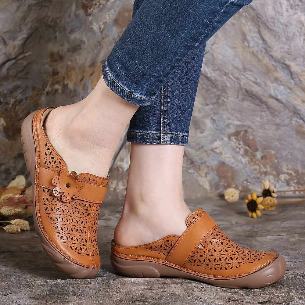Vanccy Comfortable Retro Backless Casual Sandals
