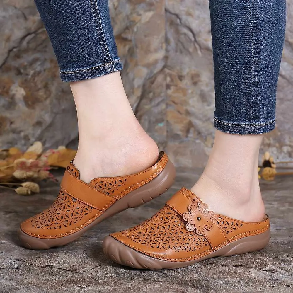 Vanccy Comfortable Retro Backless Casual Sandals