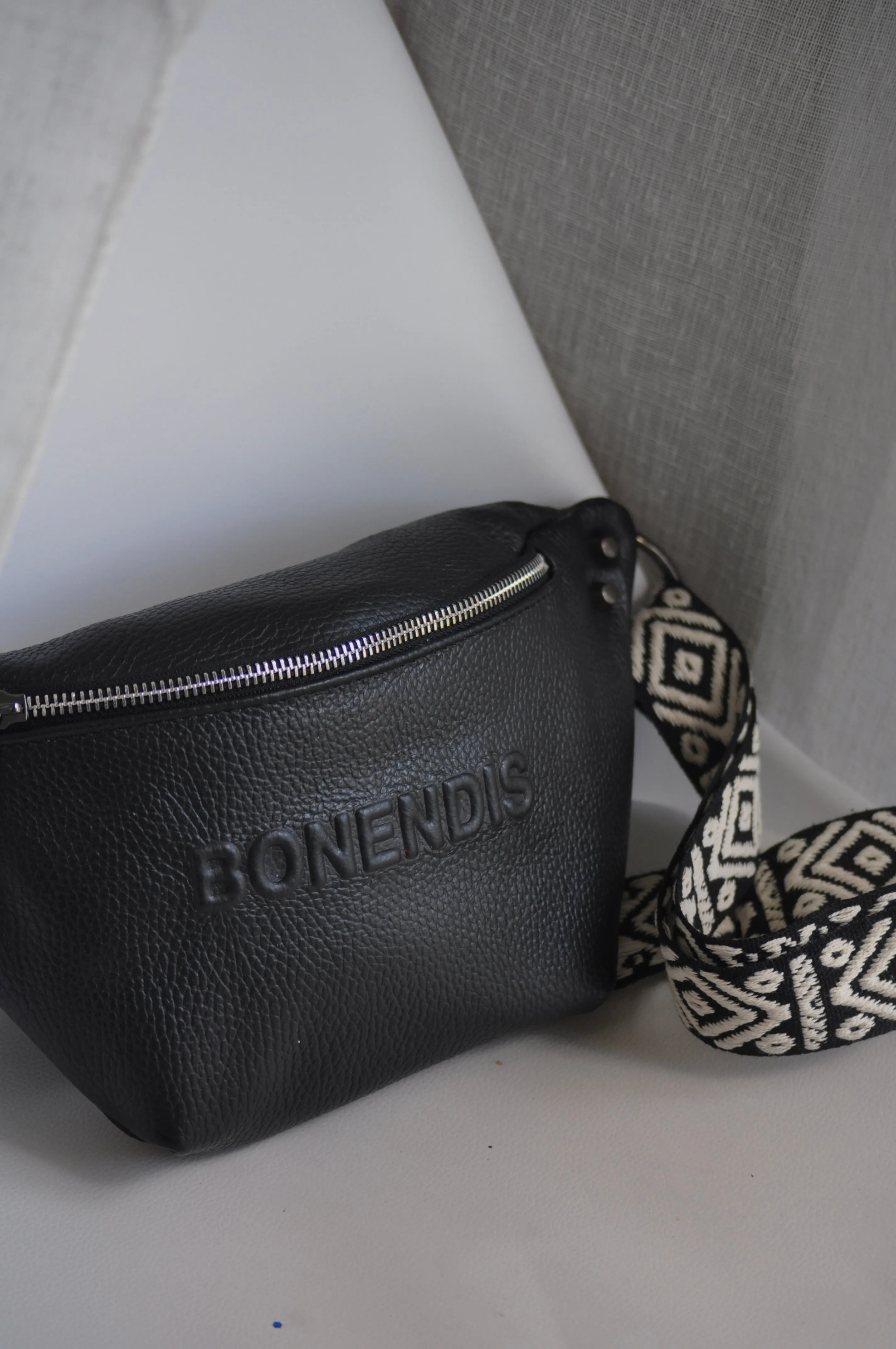 Venus Leather Belt  Bag - Black