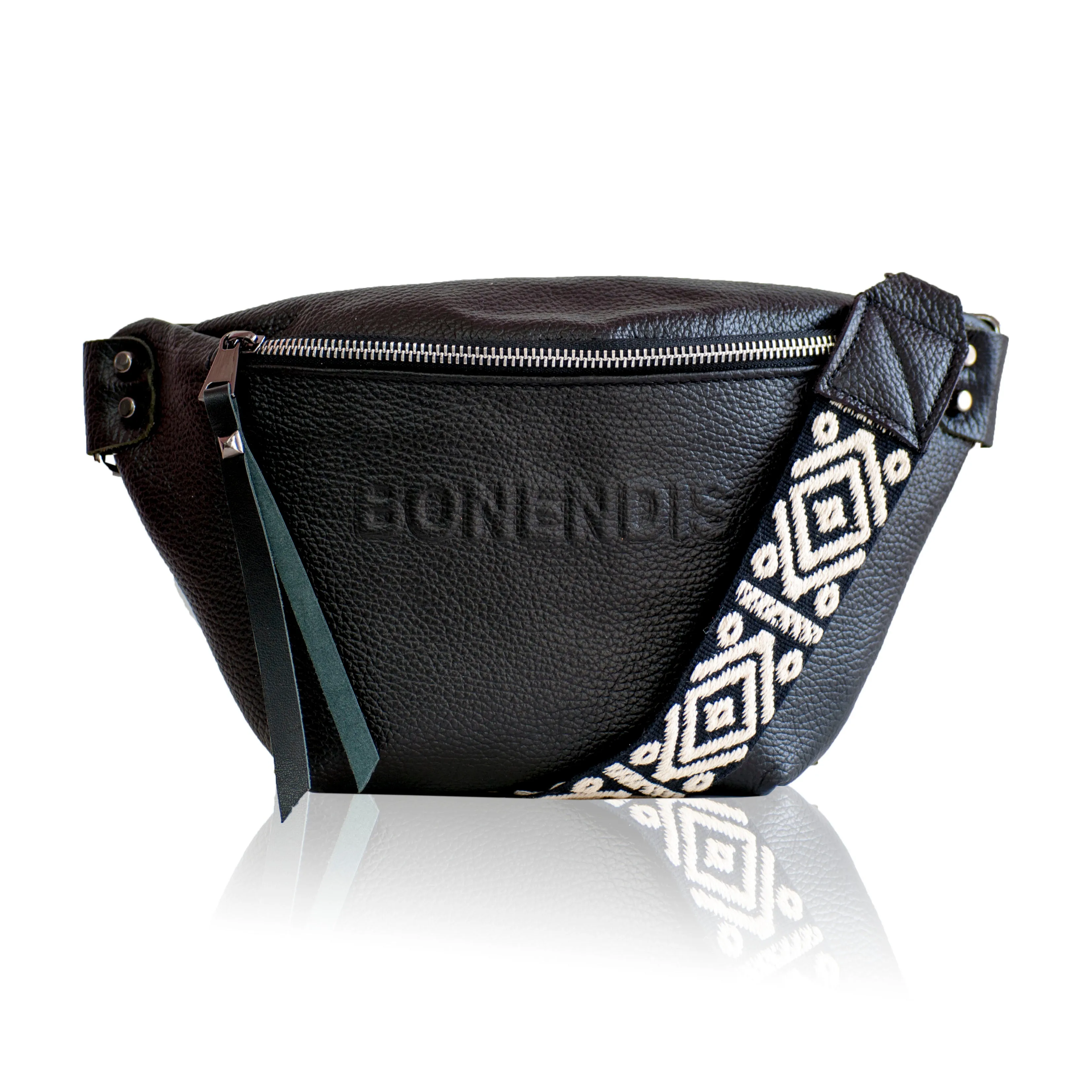 Venus Leather Belt  Bag - Black