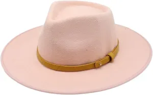 Vintage Bonded Woolen Felt Europe and America Wide Brimmed Top Hat Unisex Autumn and Winter Woolen Jazz Hat Fengyan Cowboy Hats (Color : Rose Red, Size : 56-58cm)