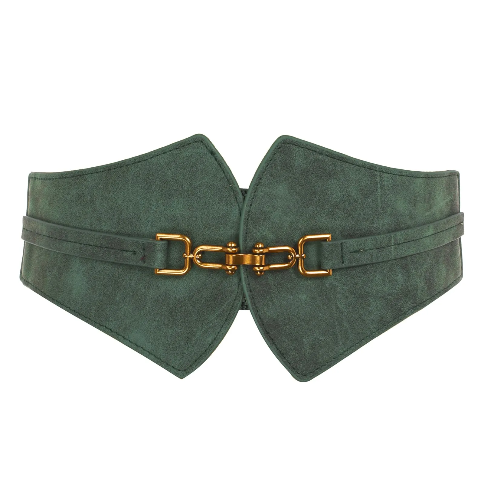 Vintage Style Gold Buckle Wide Elastic Belt