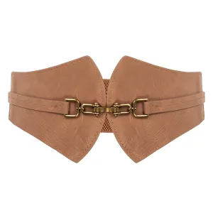 Vintage Style Gold Buckle Wide Elastic Belt