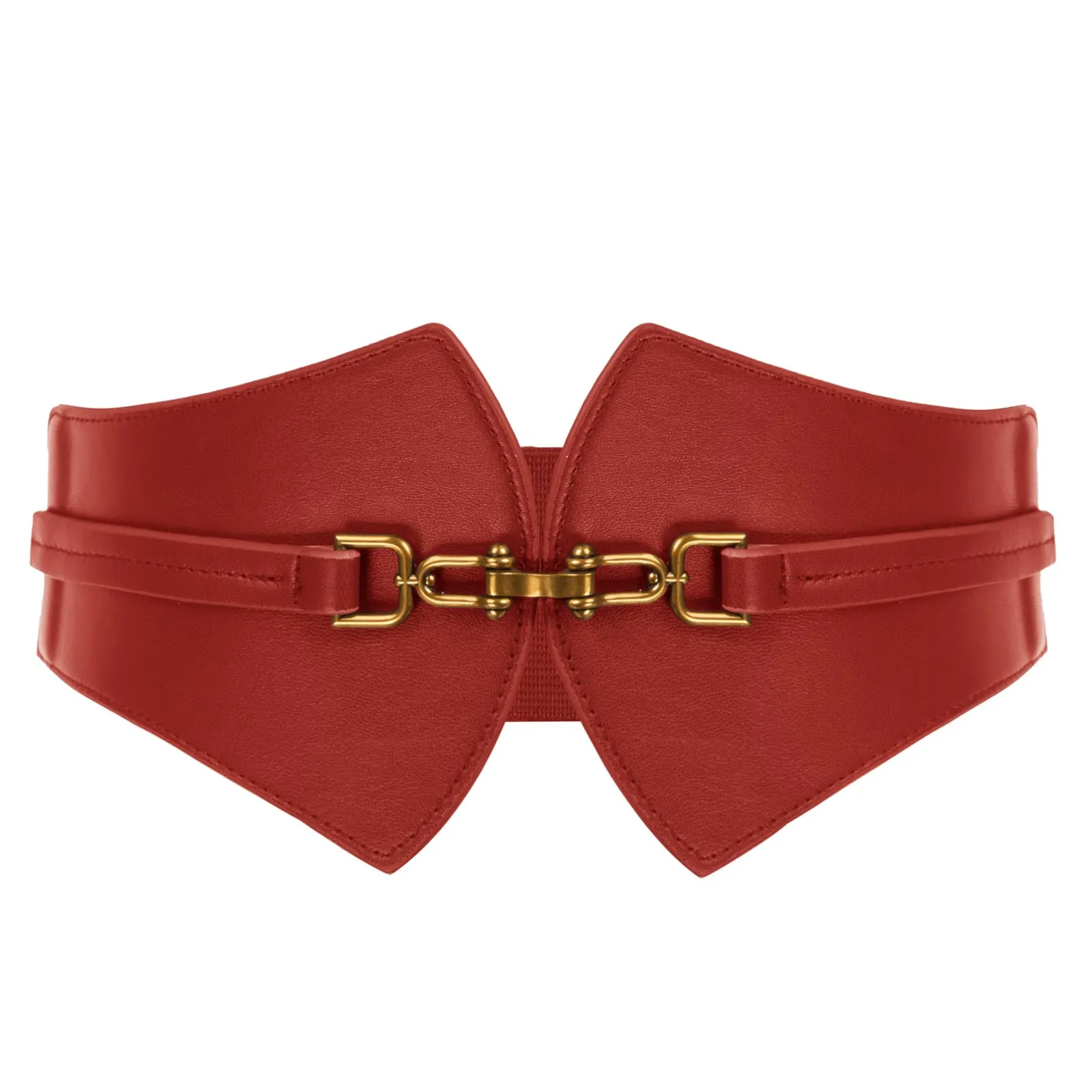 Vintage Style Gold Buckle Wide Elastic Belt