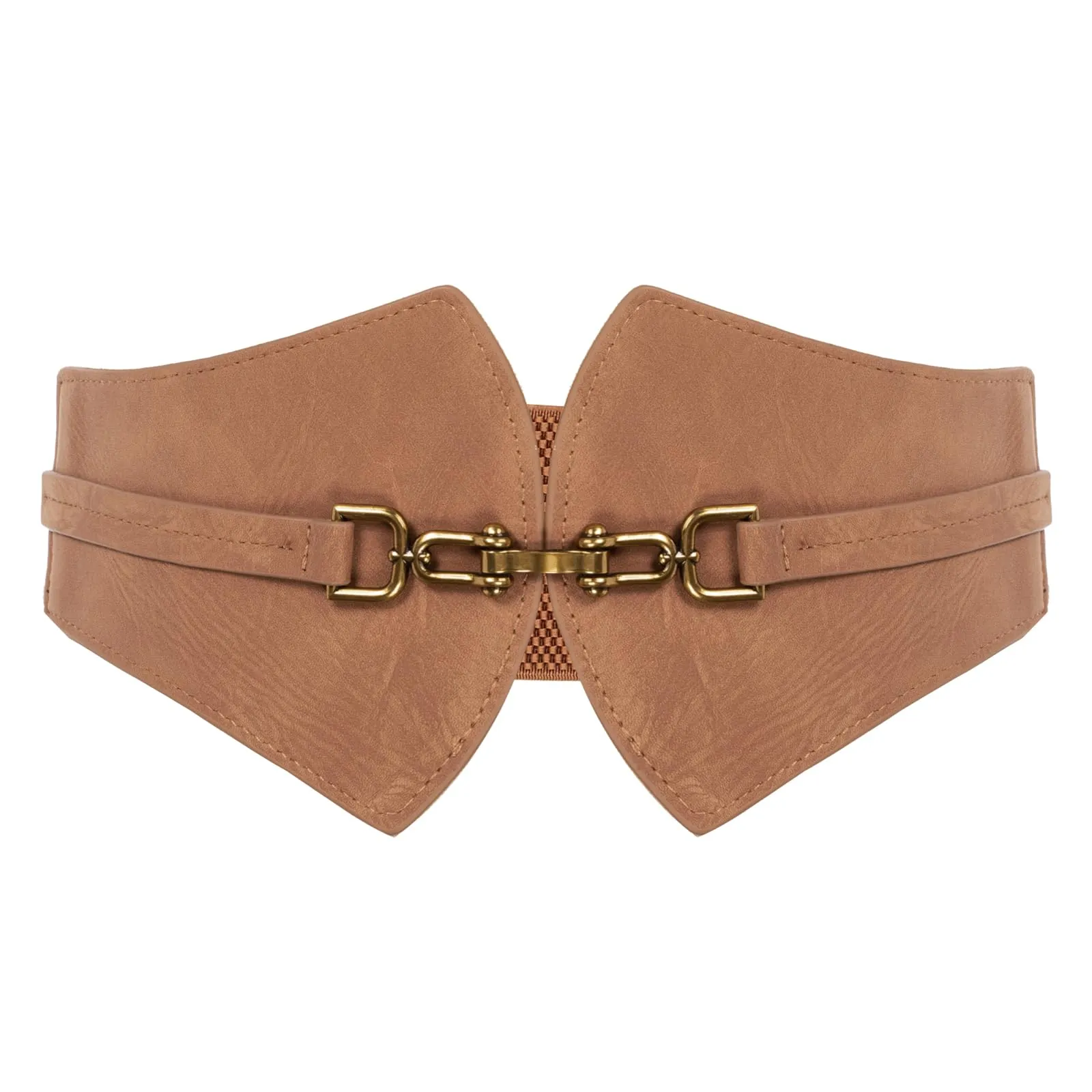 Vintage Style Gold Buckle Wide Elastic Belt