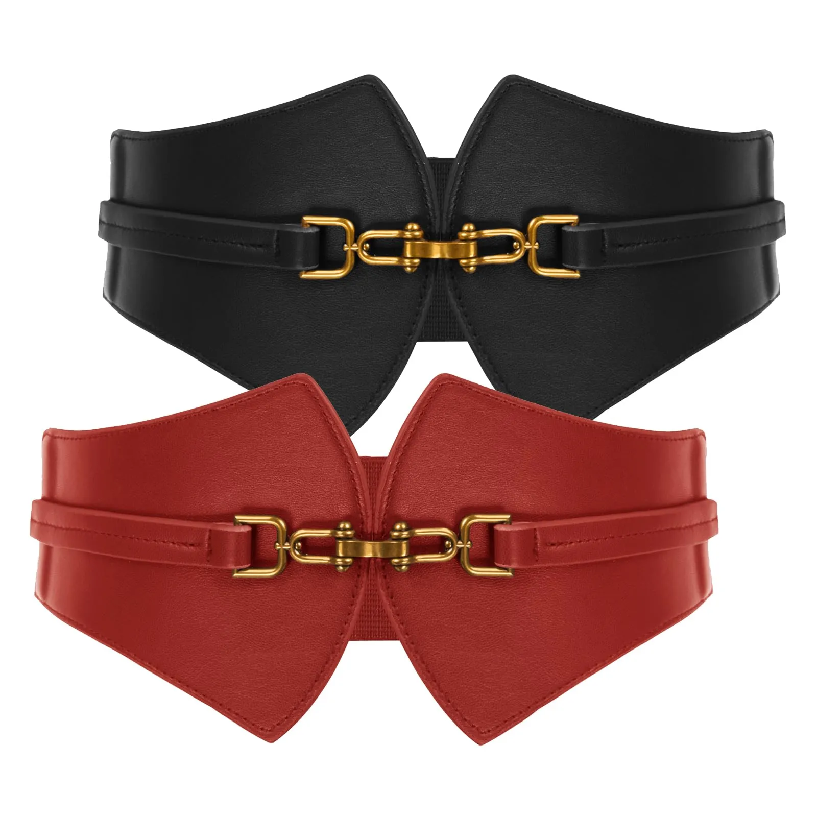 Vintage Style Gold Buckle Wide Elastic Belt