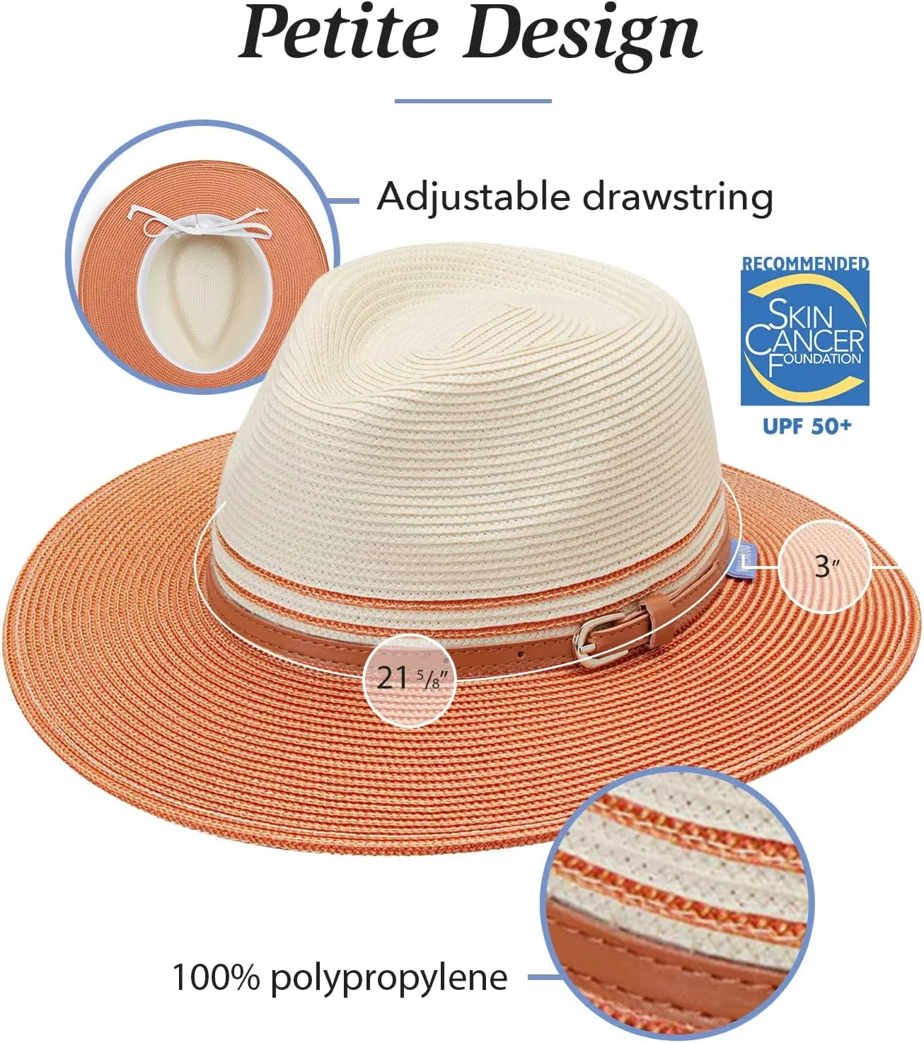 Wallaroo Hat Company Womens Petite Kristy Fedora  UPF 50 , UV Sun Protection Hat, Packable Design, Adjustable, Small Size