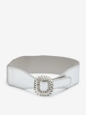 Westside Accessories Silver Rhinestone Stretchable Belt (Large)