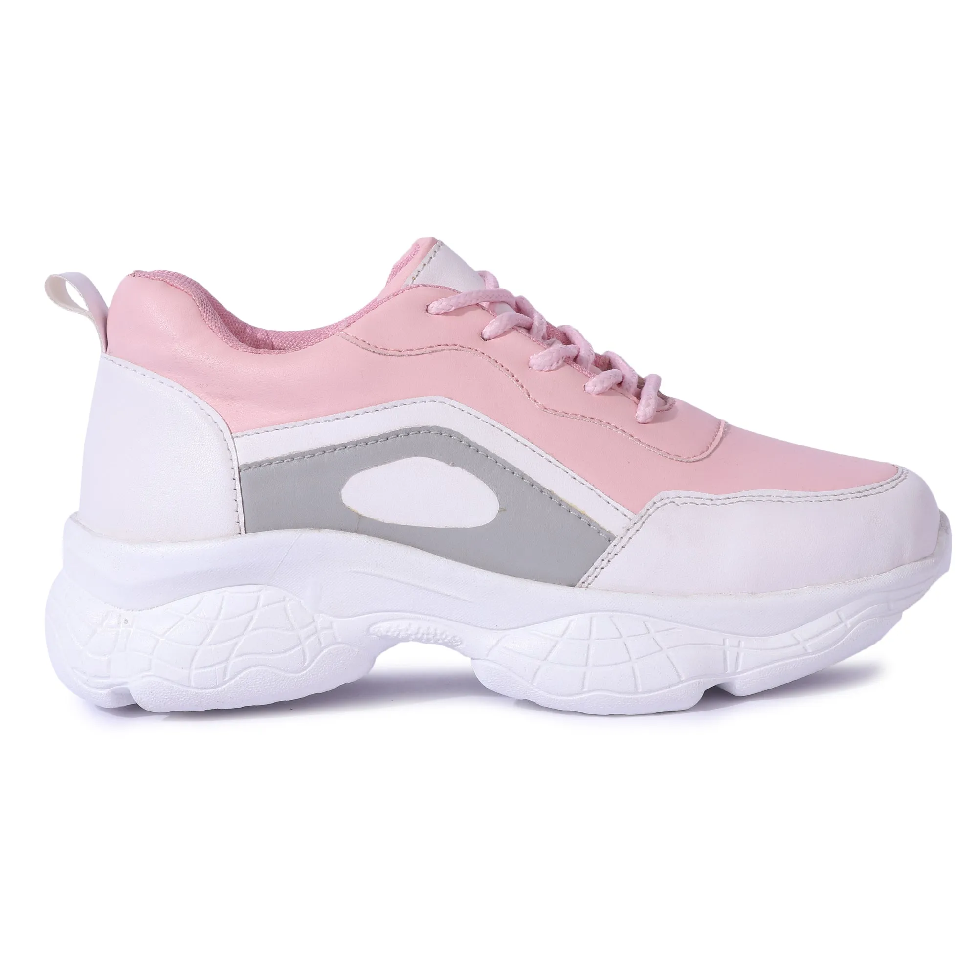 White Stylish Pink Sneakers
