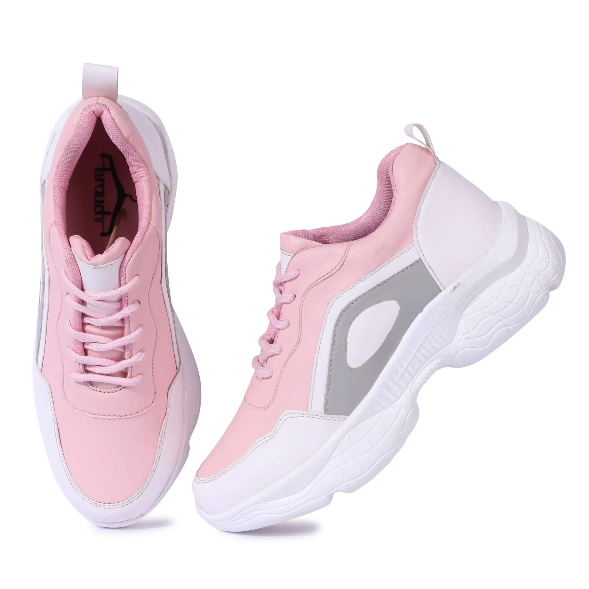 White Stylish Pink Sneakers