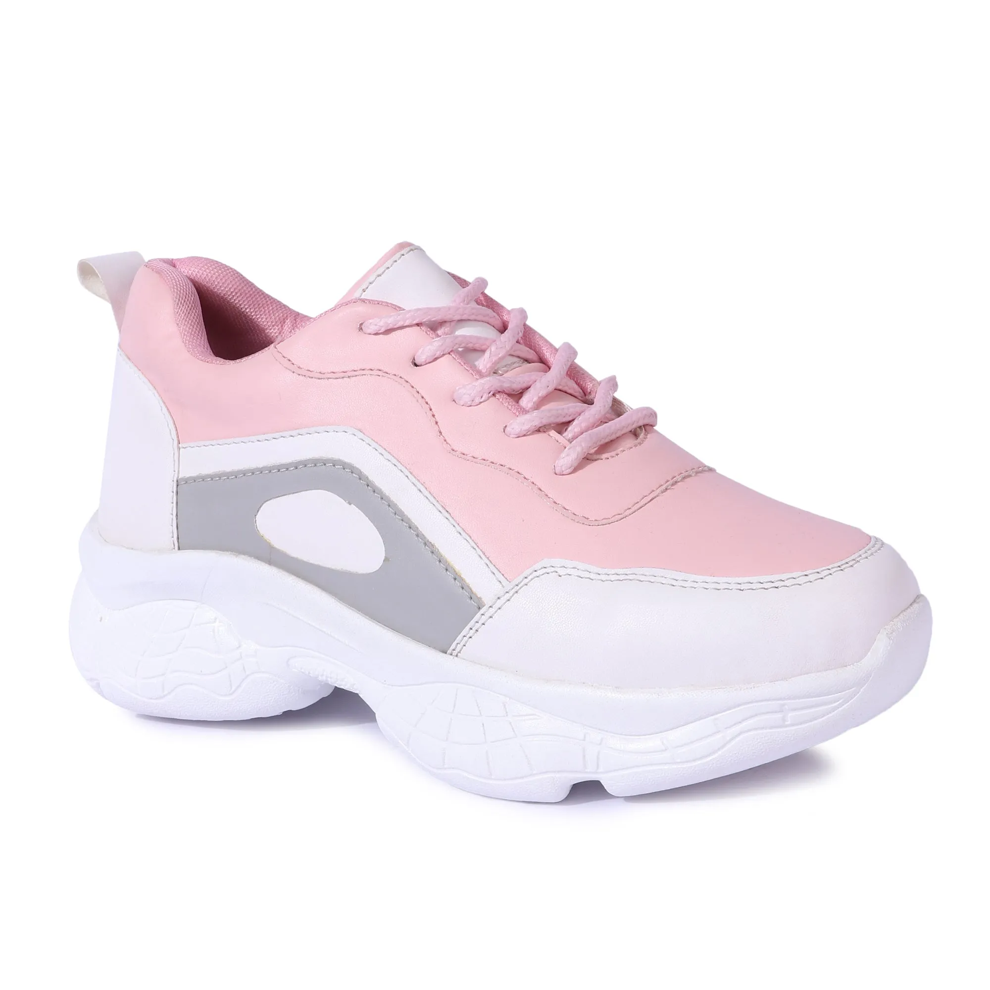 White Stylish Pink Sneakers