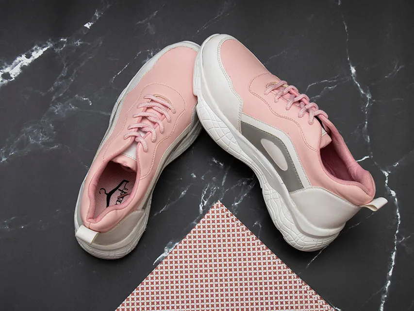 White Stylish Pink Sneakers