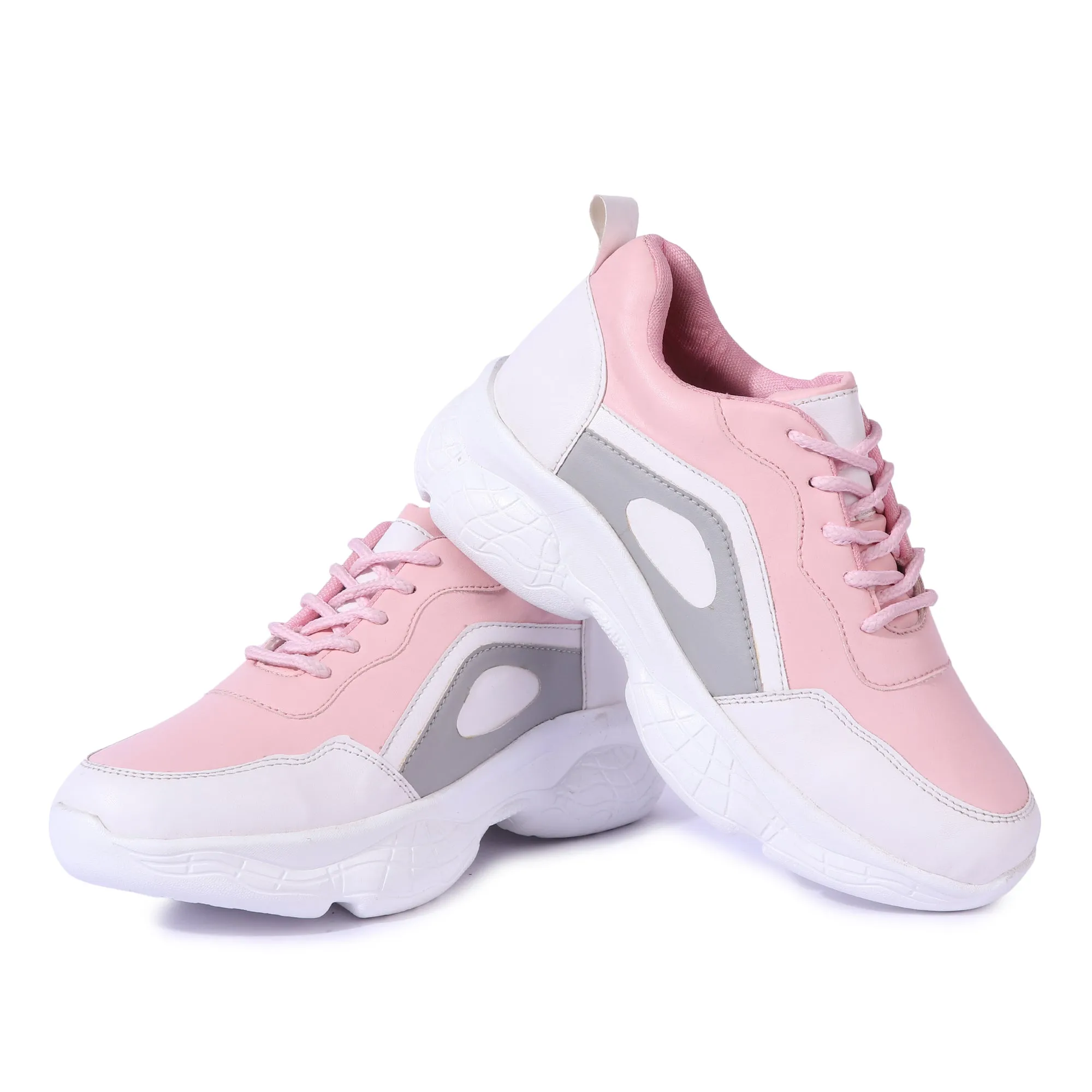 White Stylish Pink Sneakers