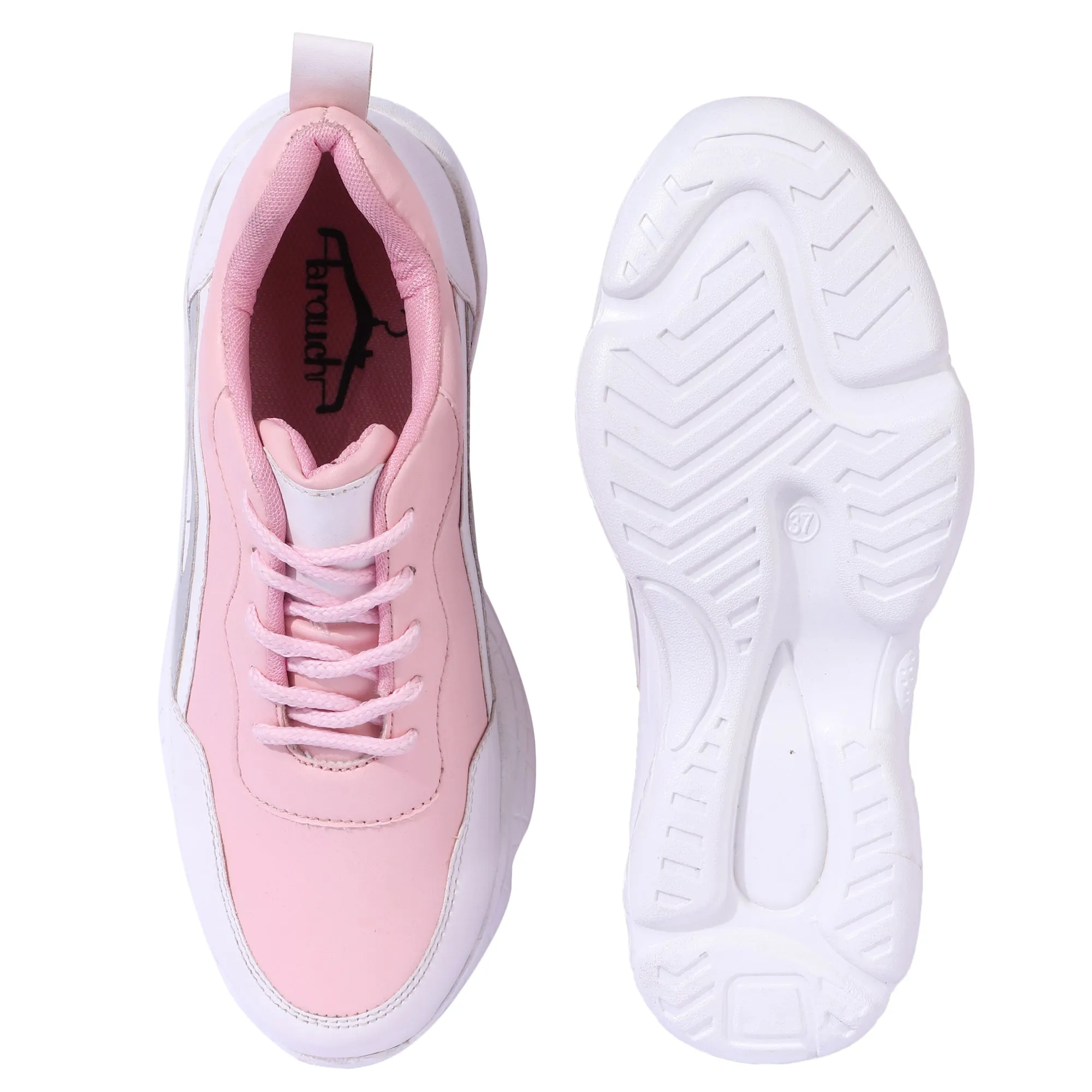 White Stylish Pink Sneakers
