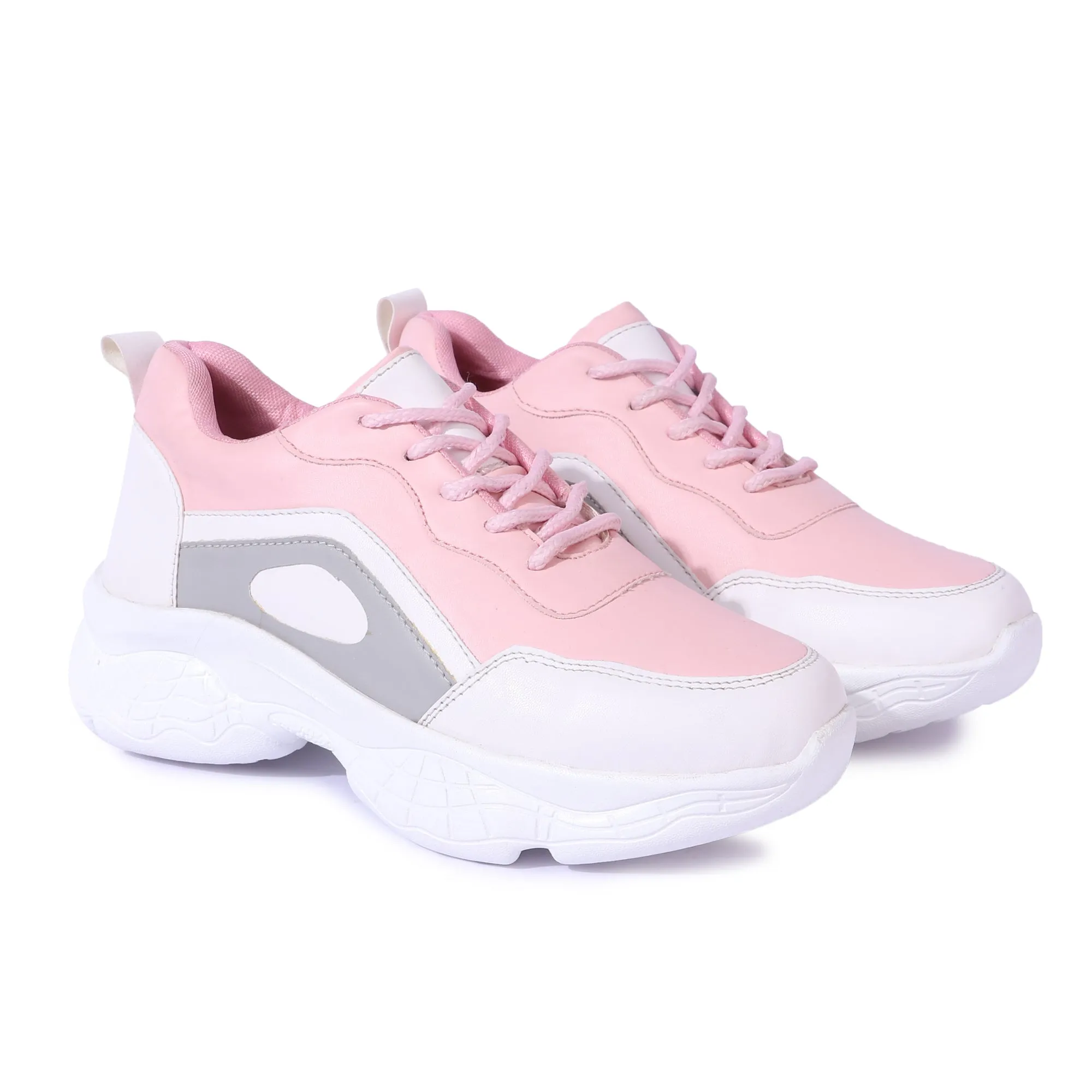 White Stylish Pink Sneakers
