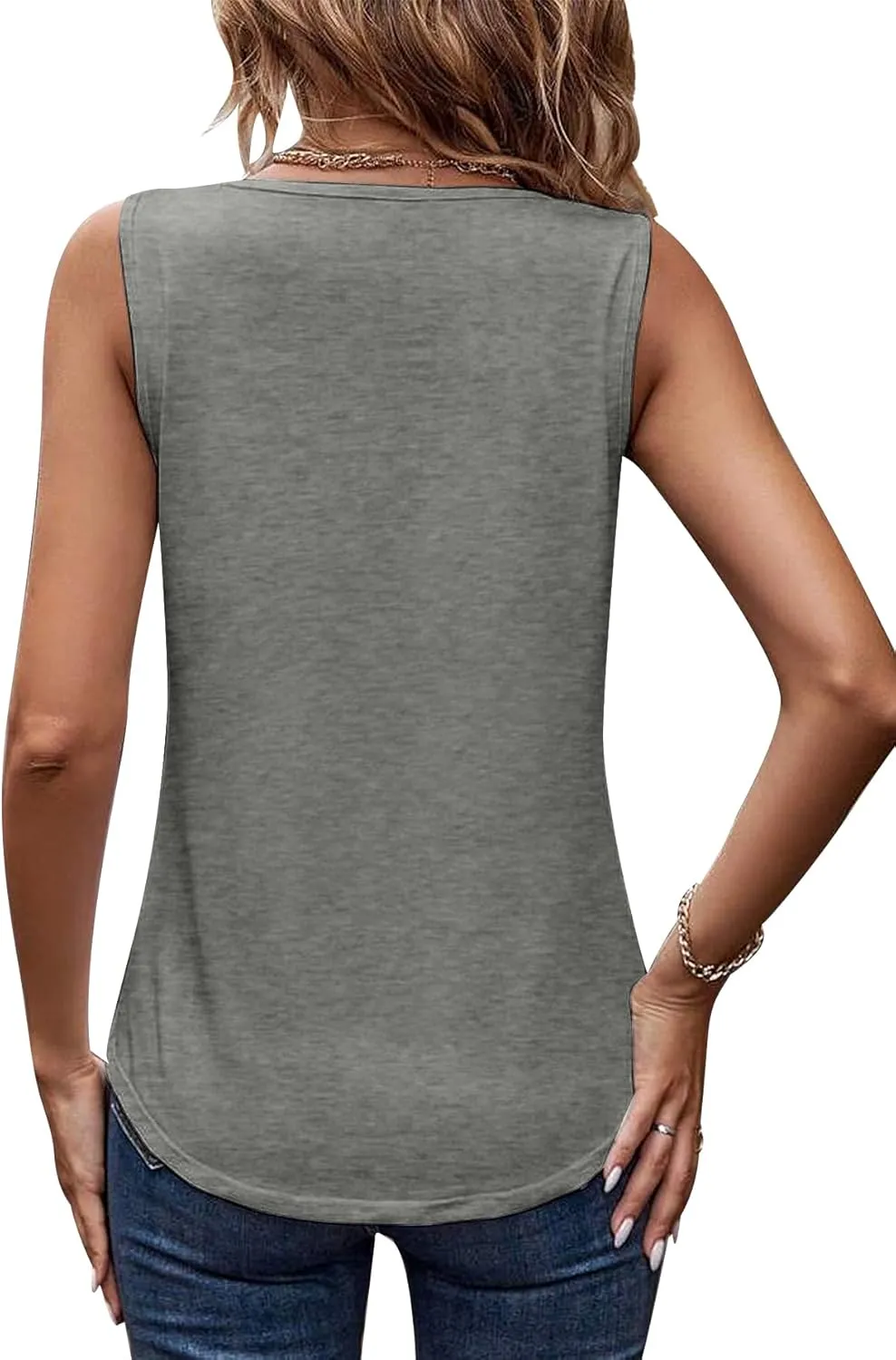 Womens Summer Tank Tops V Neck Sleeveless Loose Fit Summer Casual T-Shirts Blouses