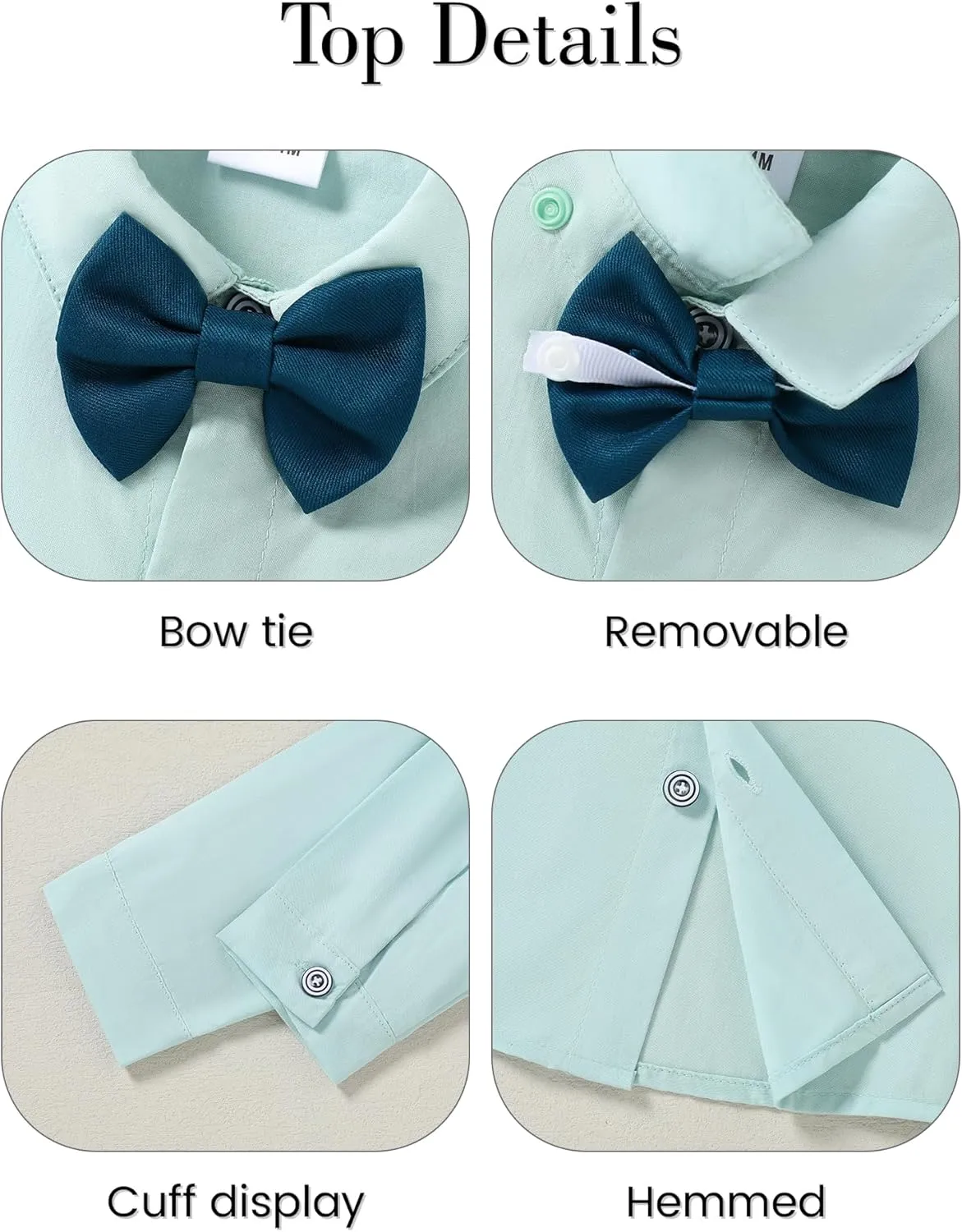 ZOEREA Toddler Baby Boy Suit Clothes Gentleman Wedding Outfits Long Sleeve Dress Shirt Suspender Pants Bowtie 1-5T